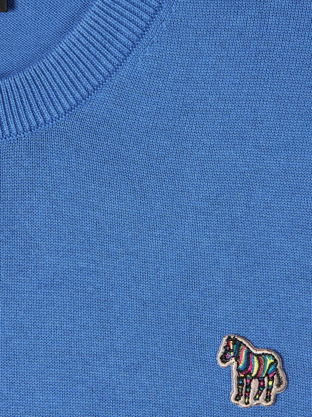 Ps By Paul Smith Bright Blue Organic Cotton Zebra Logo Sweater In Blue