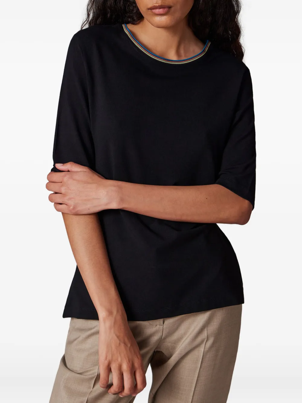 Paul Smith Stripe-trim T-shirt In Black