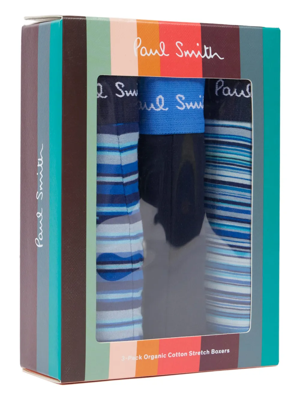 Paul Smith Blue 'signature Stripe' Three Pack Boxer Briefs Multicolour In Black