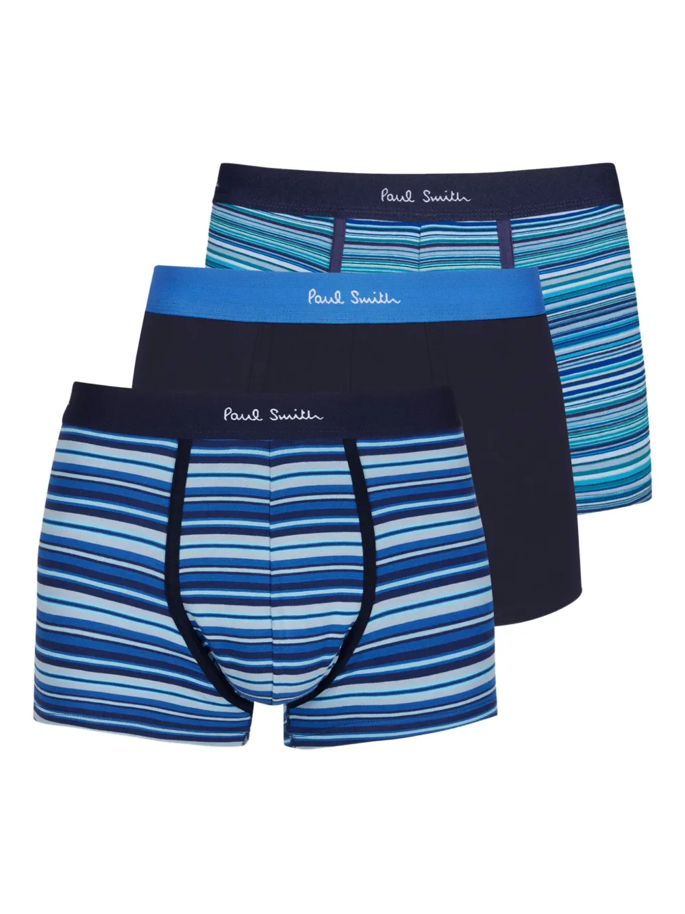 Paul Smith Blue 'signature Stripe' Three Pack Boxer Briefs Multicolour In Black