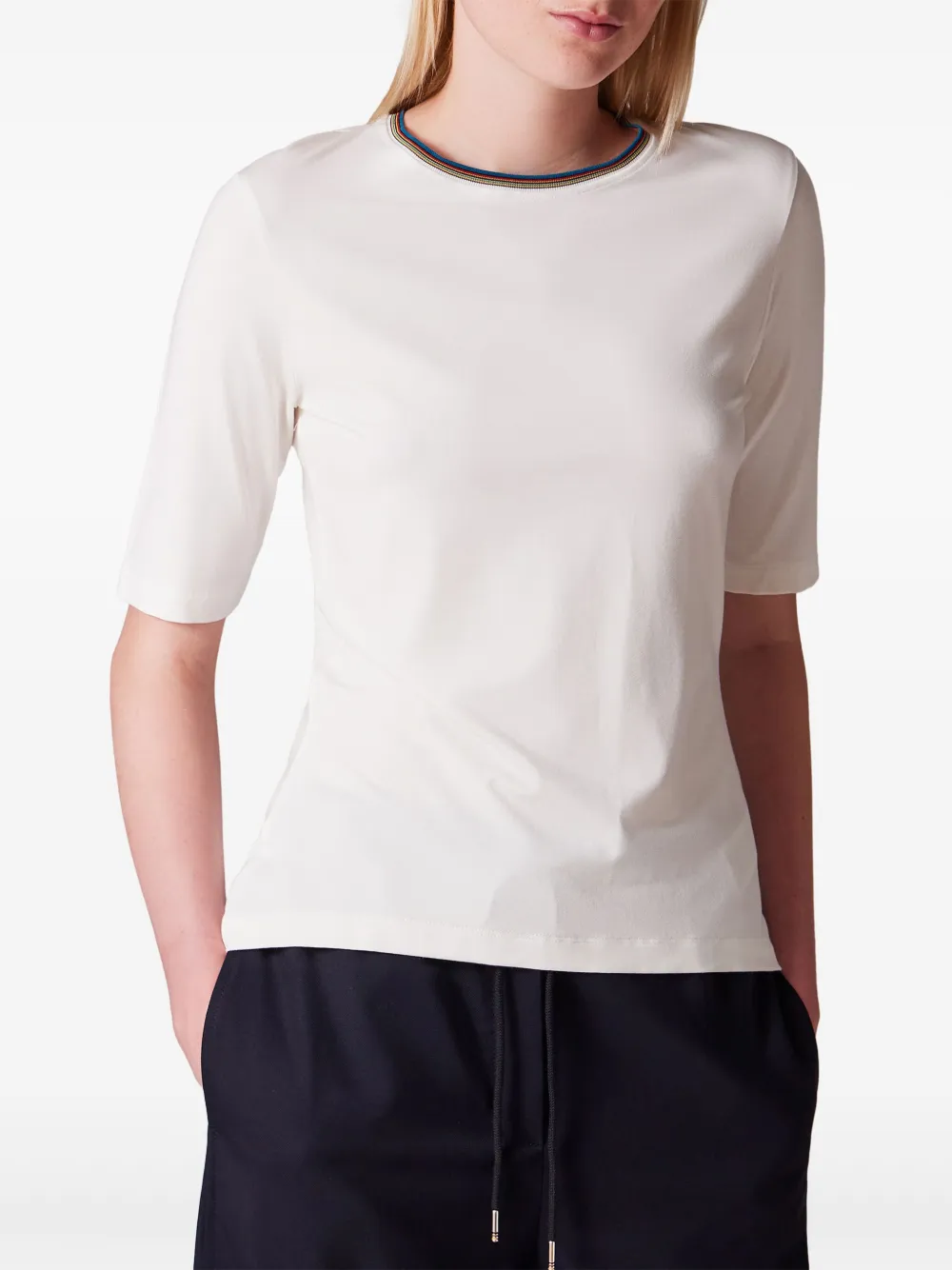 Paul Smith T-shirt met gestreepte afwerking Wit