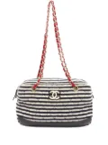 CHANEL Pre-Owned 2014 Quilted Jersey and Lambskin Coco Sailor Camera Bag shoulder bag - White