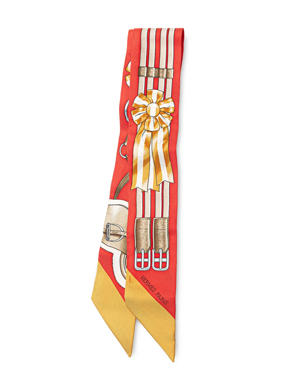 Hermès Pre-Owned 20th Century Jumping Silk Twilly Scarf scarves | Orange | Image 1