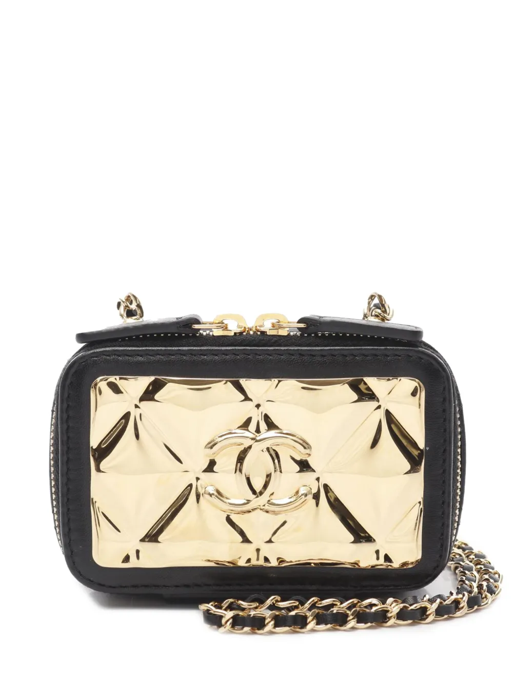 CHANEL Pre-Owned 2021 エクストラミニ ココマーク マトラッセ ゴールデンプレート バニティ ショルダーバッグ - CHANEL Pre-Owned 2021 エクストラミニ ココマーク マトラッセ ゴールデンプレート バニティ ショルダーバッグ -