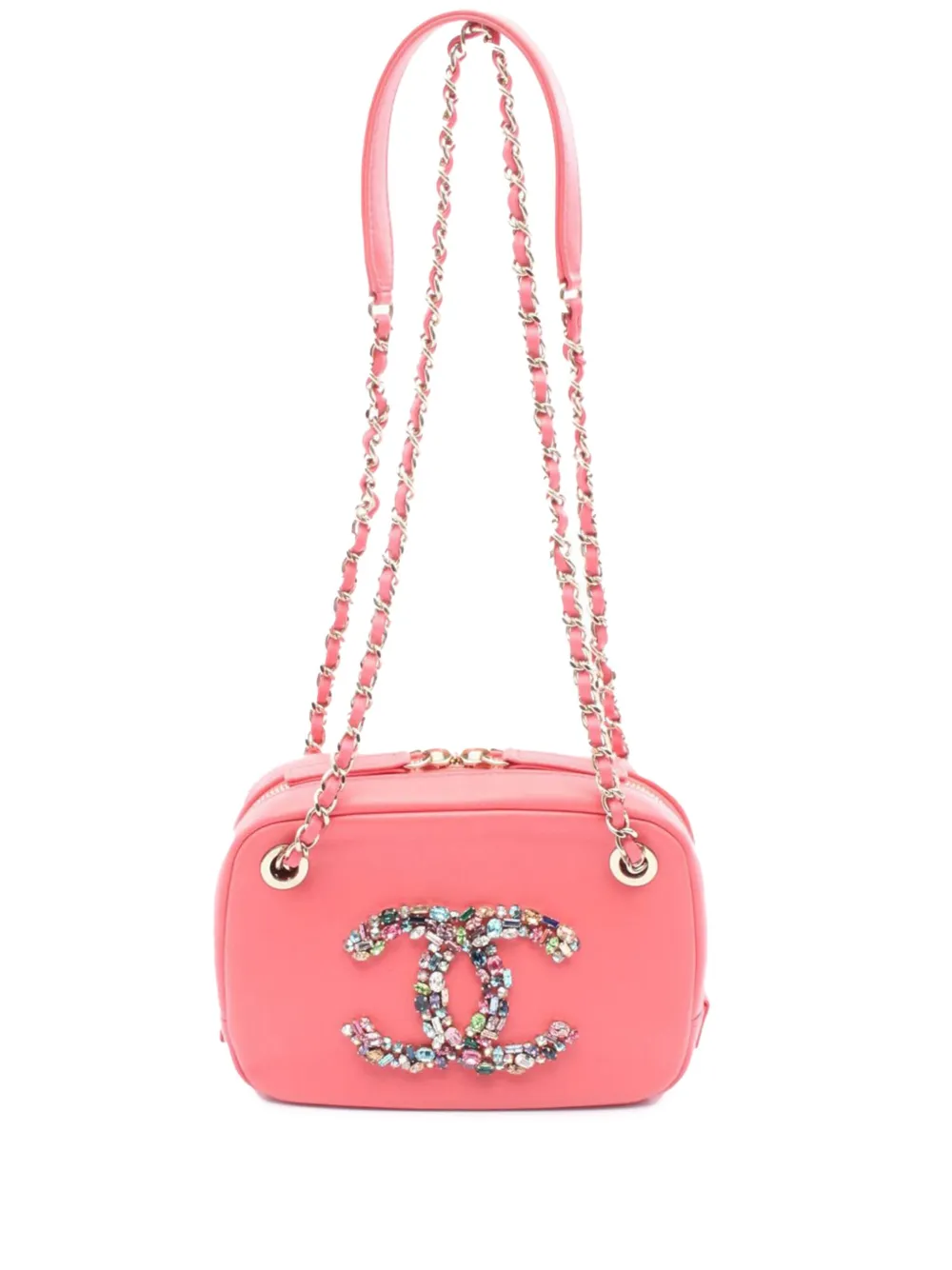 CHANEL Pre-Owned 2020 Lambskin Giant Crystal CC Camera Bag crossbody bag | Pink | Image 1