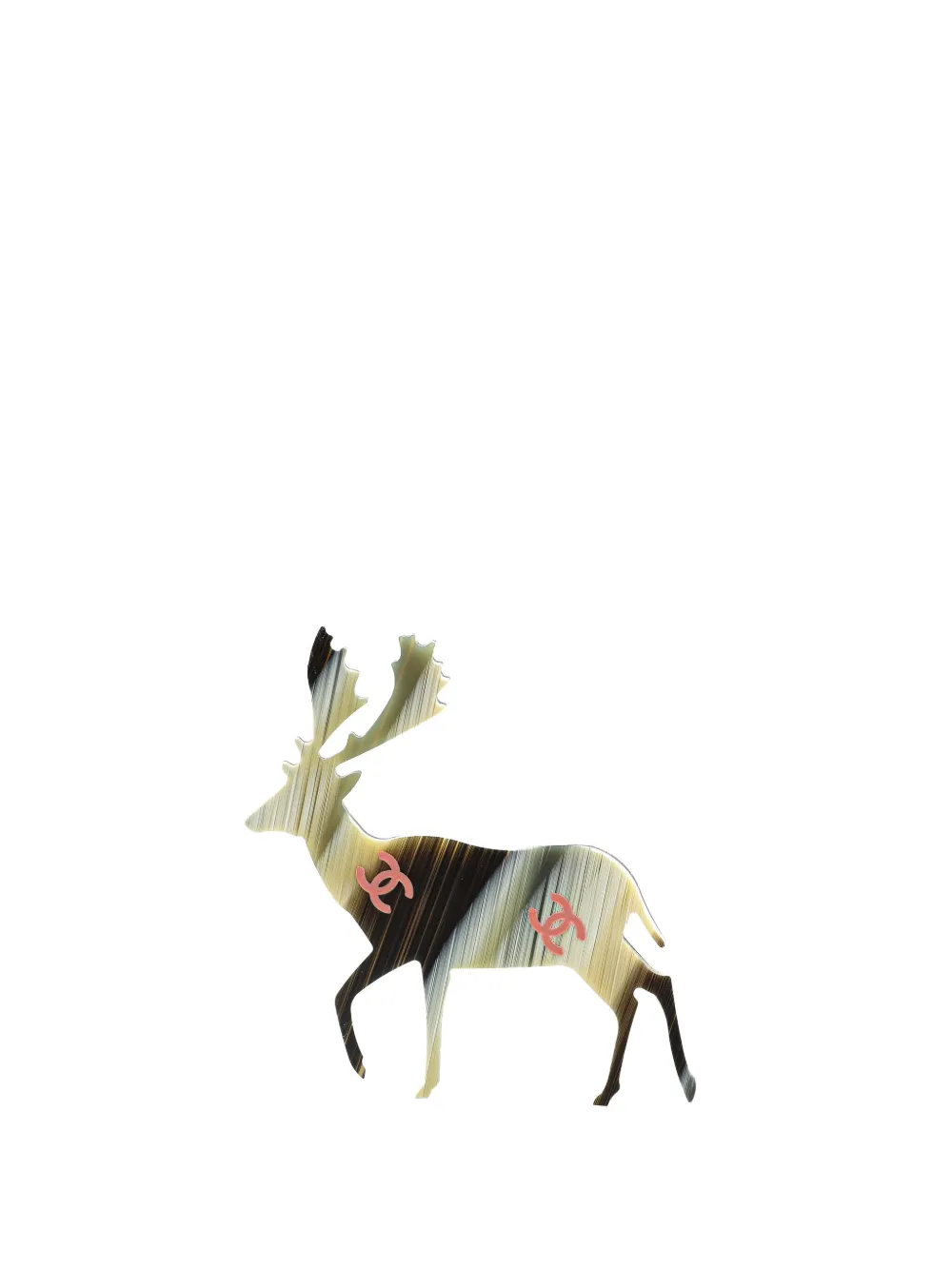 Pre-owned Chanel 2001 Resin Cc Reindeer Brooch Costume Brooch
