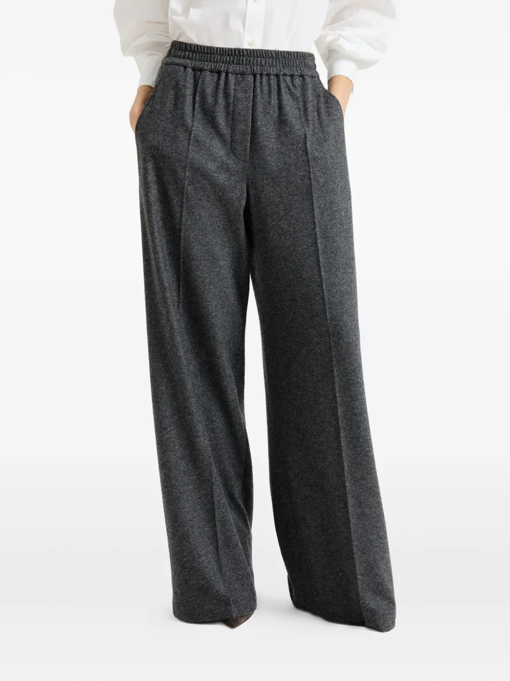 Brunello Cucinelli Cashmere Jersey Trousers In Gray