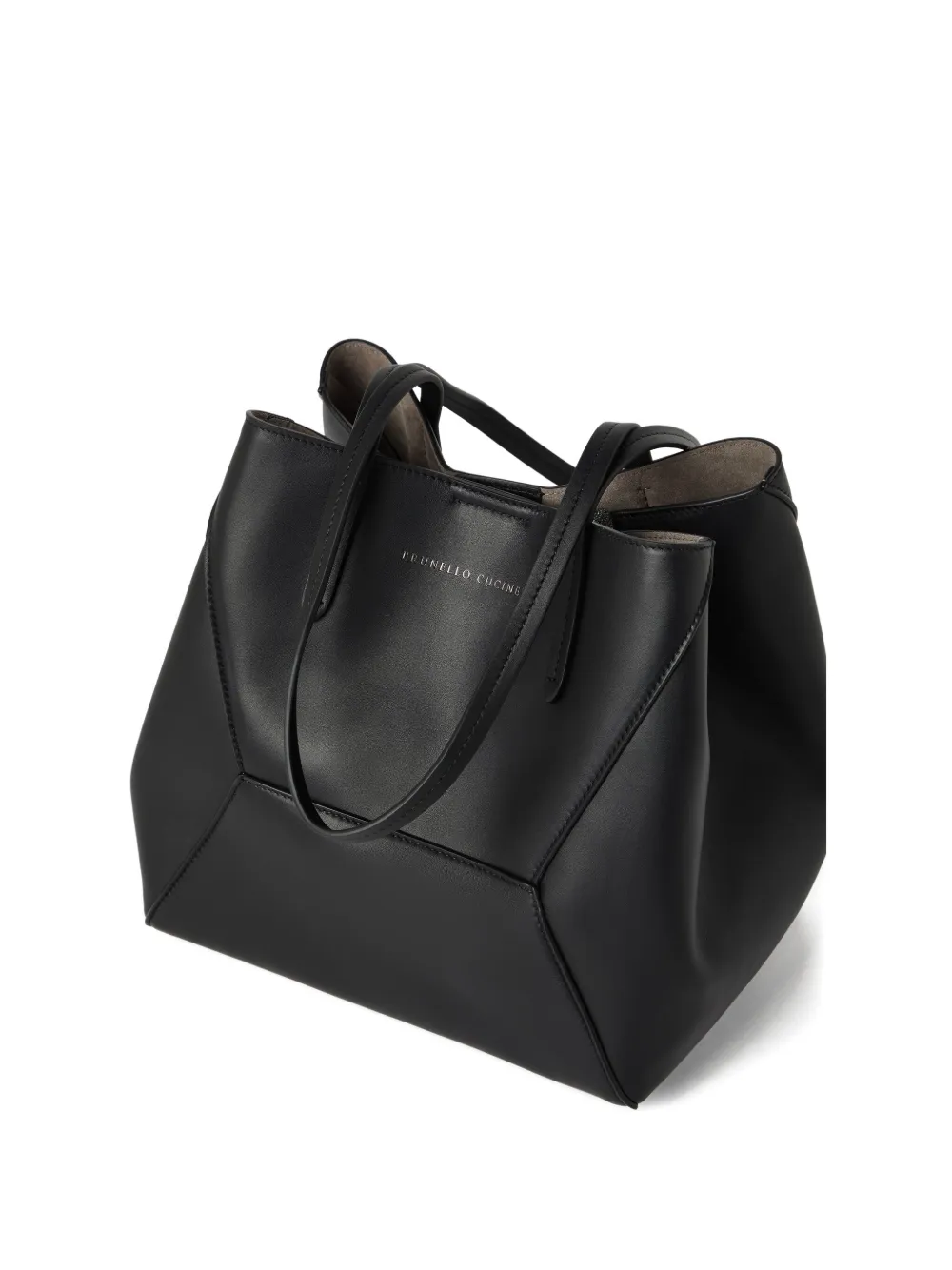Brunello Cucinelli Leren shopper met vlakken - Zwart