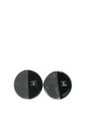 CHANEL Pre-Owned 2000 Silver and Resin CC Button Push Back Earrings costume earrings - Black