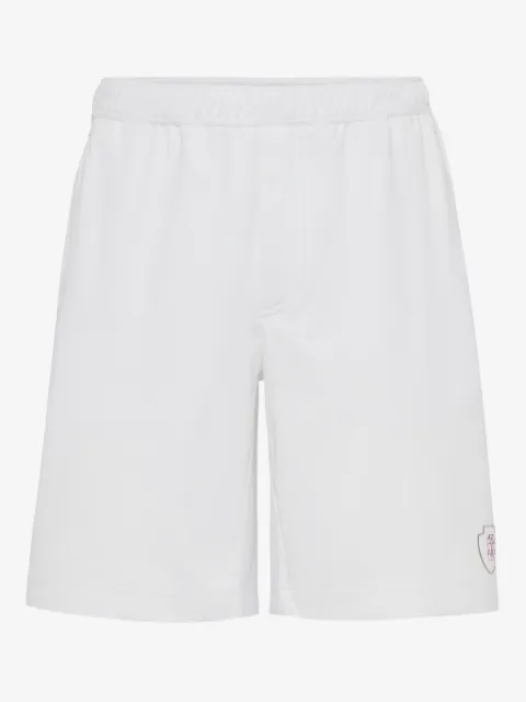 Brunello Cucinelli logo-patch elasticated-waist cotton shorts