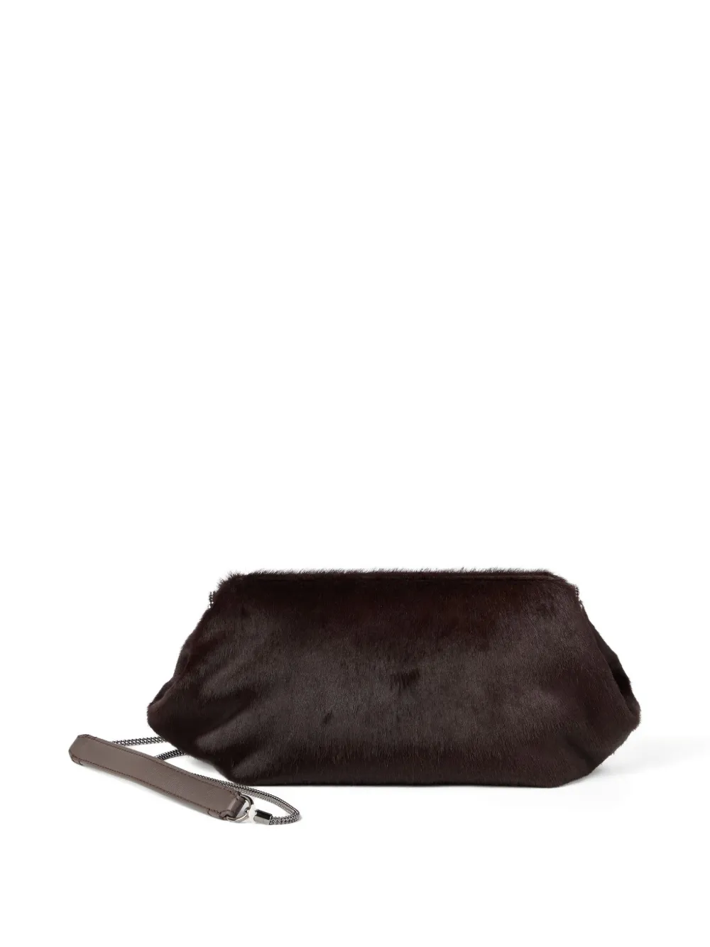 Brunello Cucinelli Clutch met kalfshaar Bruin