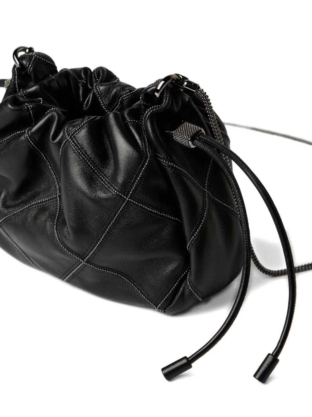 Brunello Cucinelli Nappa Leather Mellow Mini Bucket Bag In Black