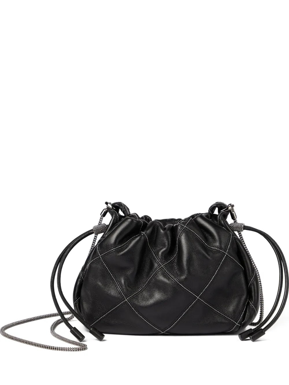 Brunello Cucinelli Nappa Leather Mellow Mini Bucket Bag In Black