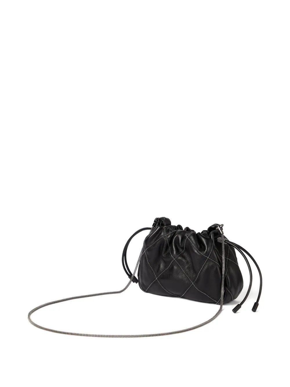 Brunello Cucinelli Nappa Leather Mellow Mini Bucket Bag In Black