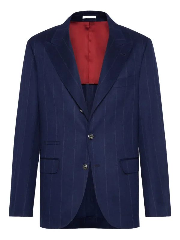 【BRUNELLO CUCINELLI】チョークストライプ ムリネ ジャケット Brunello Cucinelli チョーク ストライプ ジャケット | ブルー