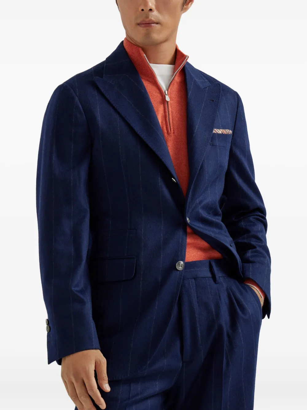 Brunello Cucinelli Blazer met krijtstreep Blauw