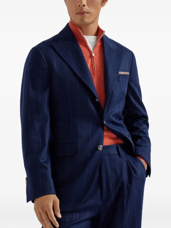 【BRUNELLO CUCINELLI】チョークストライプ ムリネ ジャケット Brunello Cucinelli チョーク ストライプ ジャケット | ブルー