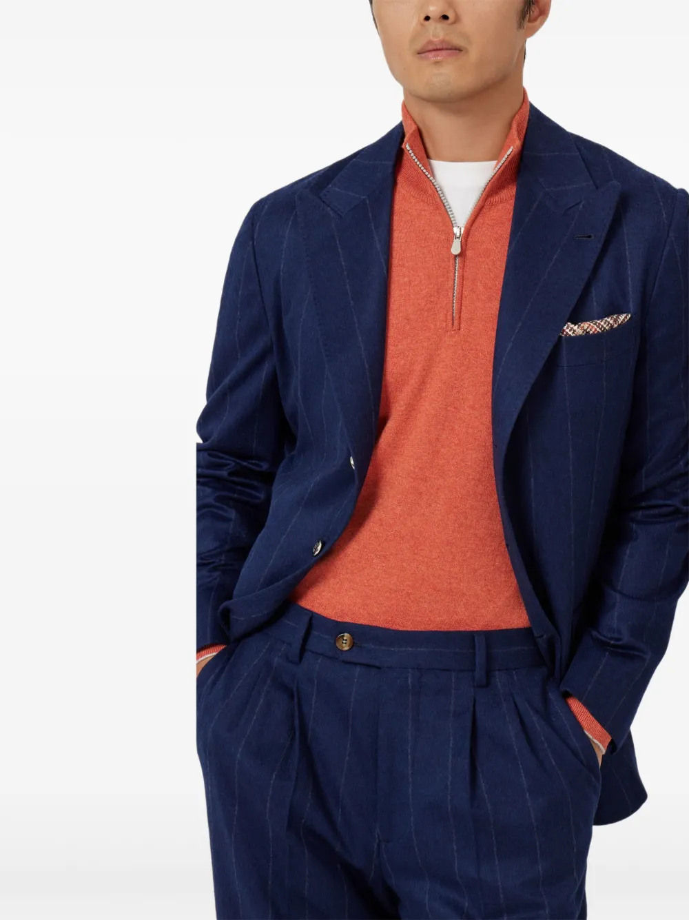 Brunello Cucinelli Blazer met krijtstreep Blauw