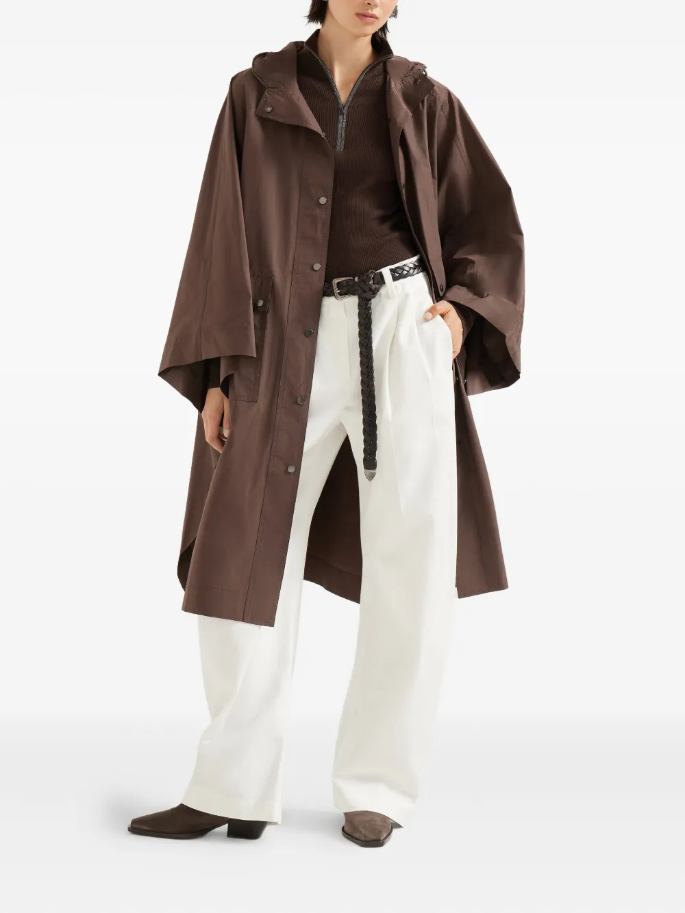 Brunello Cucinelli ribbed zip-neck sweater Bruin