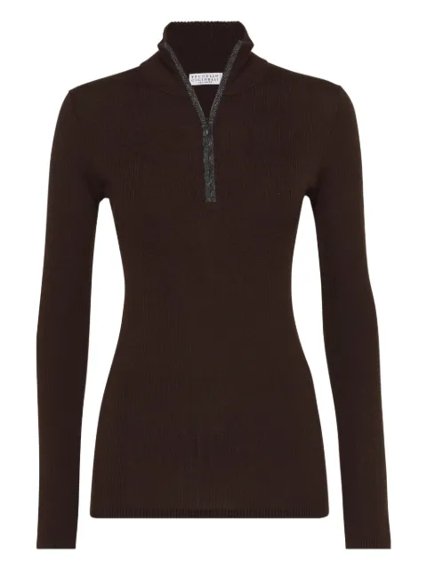 Brunello Cucinelli ribbed zip-neck sweater
