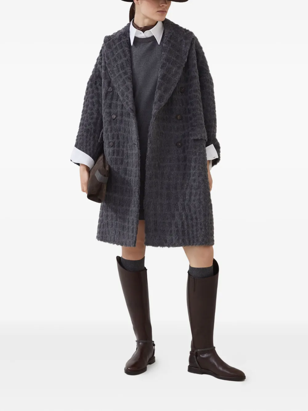 Brunello Cucinelli crocodile-effect coat | Single Breasted Coats | Image 2