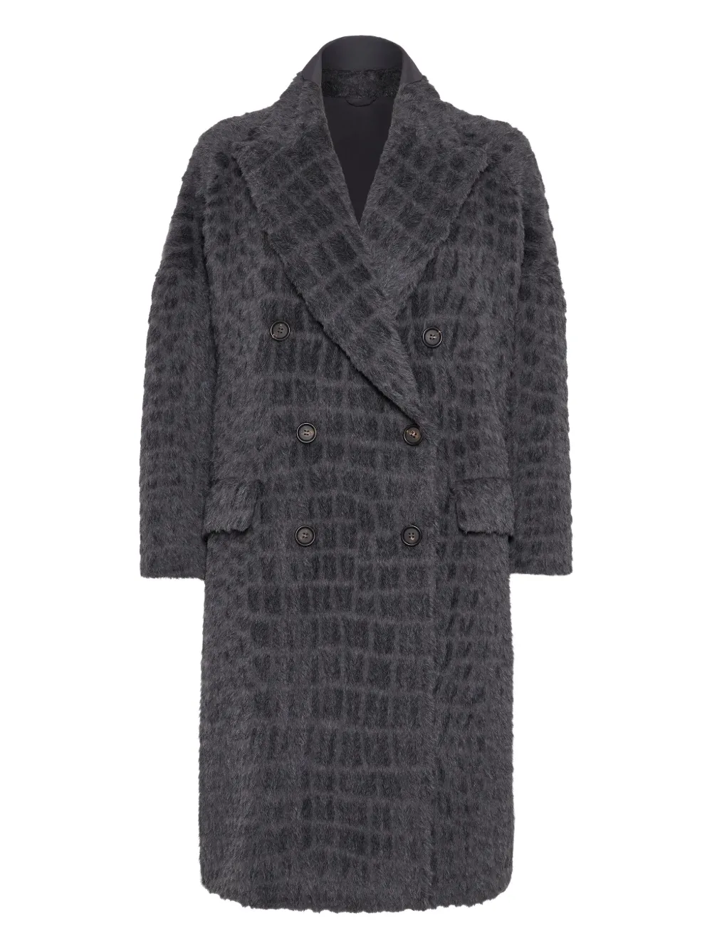 Brunello Cucinelli crocodile-effect coat | Grey | Image 1