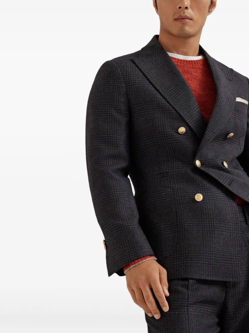 Brunello Cucinelli Blazer met dubbele rij knopen Grijs