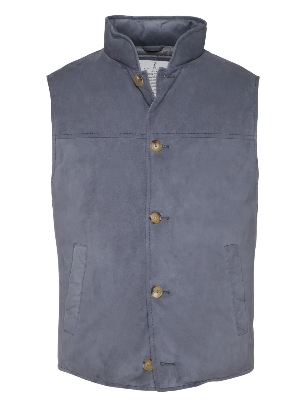 Brunello Cucinelli Suède gilet met knopen Blauw