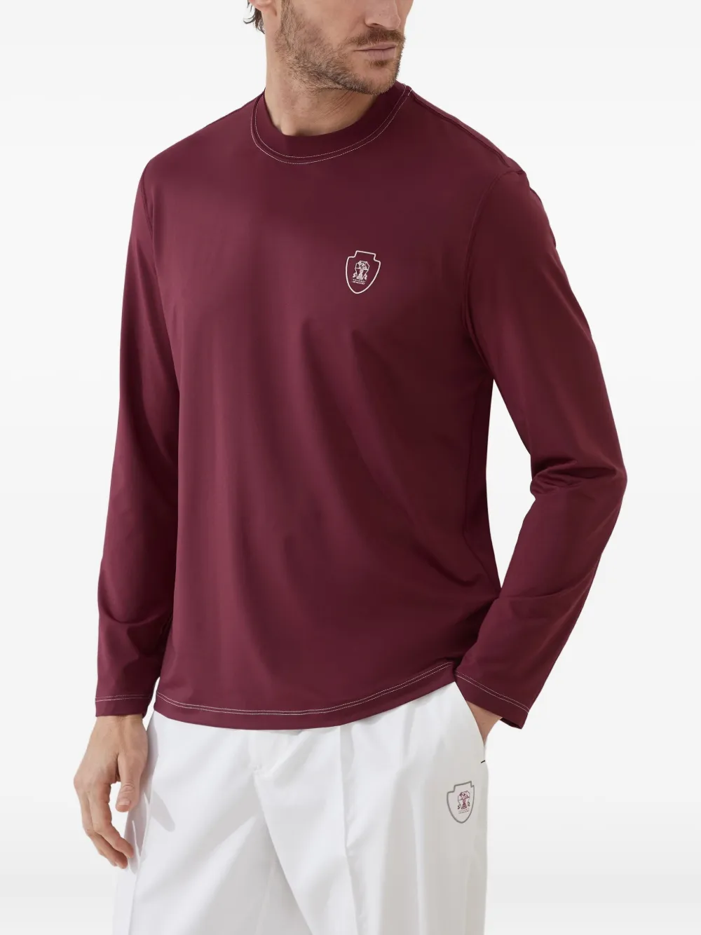 Brunello Cucinelli T-shirt met geborduurd logo Rood