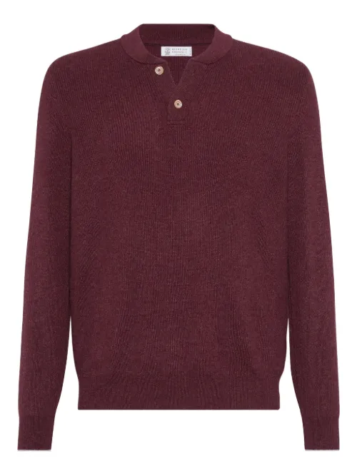 Pull nervuré à col tunisien - Brunello Cucinelli - Modalova