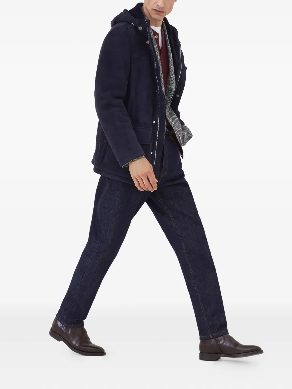 Brunello Cucinelli ribbed henley sweater Rood
