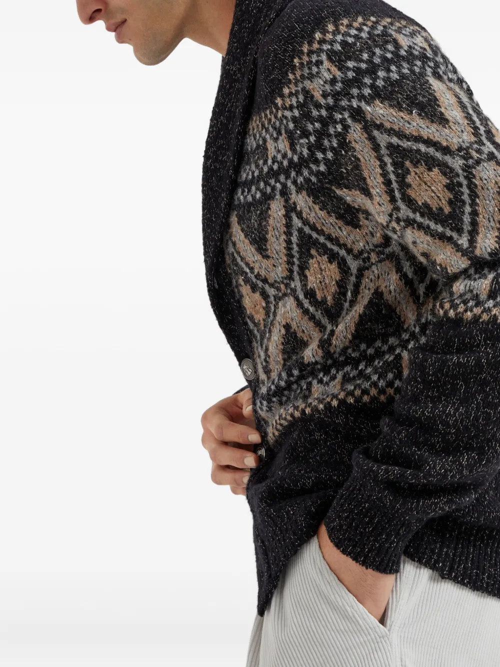 Brunello Cucinelli Vest met sjaalkraag en patroon Zwart