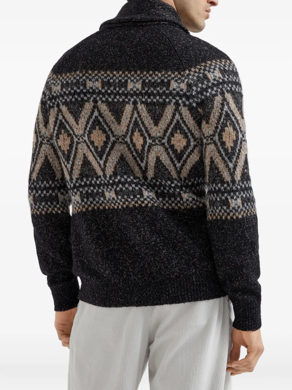 Brunello Cucinelli Vest met sjaalkraag en patroon Zwart