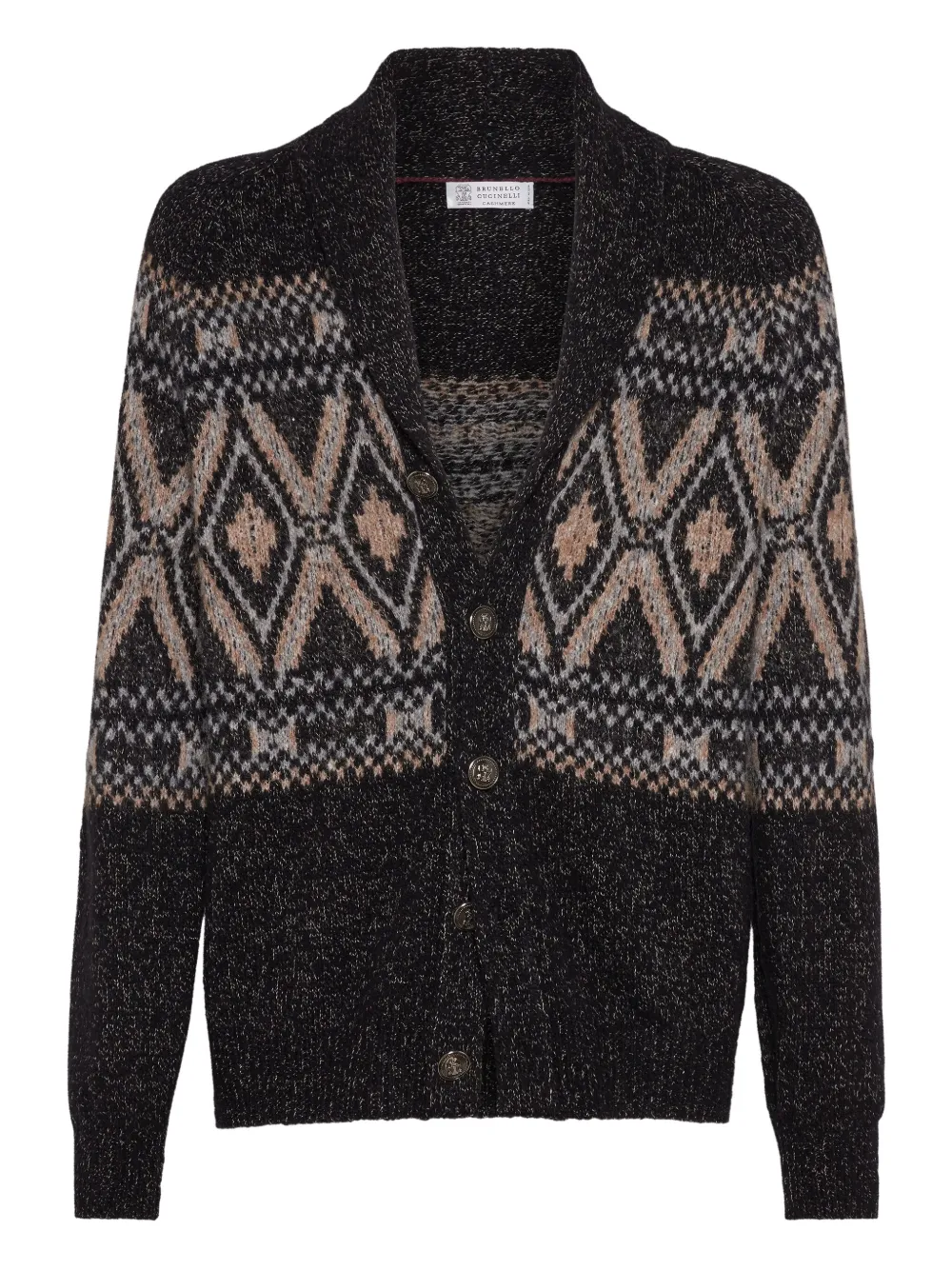 Brunello Cucinelli Vest met sjaalkraag en patroon Zwart
