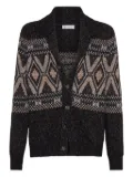 Brunello Cucinelli shawl-collar patterned cardigan - Black