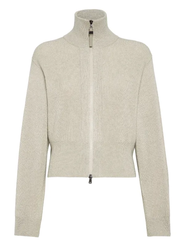美品　BRUNELLO CUCINELLI ジップアップ　カーディガン　ニット Brunello Cucinelli ジップアップ セーター | ニュートラル