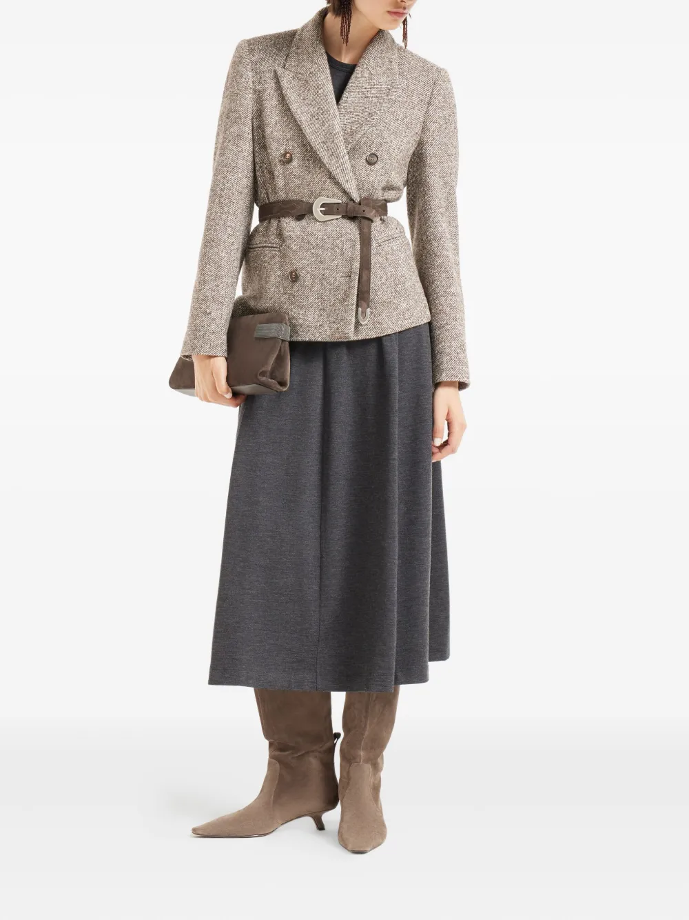 Brunello Cucinelli short-sleeve jersey midi dress Grijs