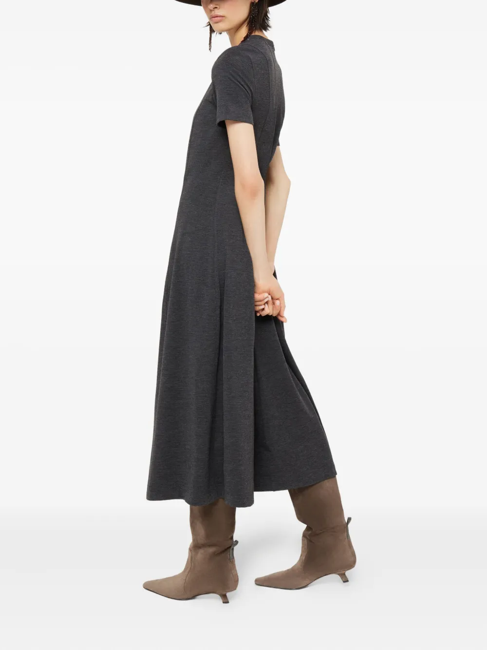 Brunello Cucinelli short-sleeve jersey midi dress Grijs
