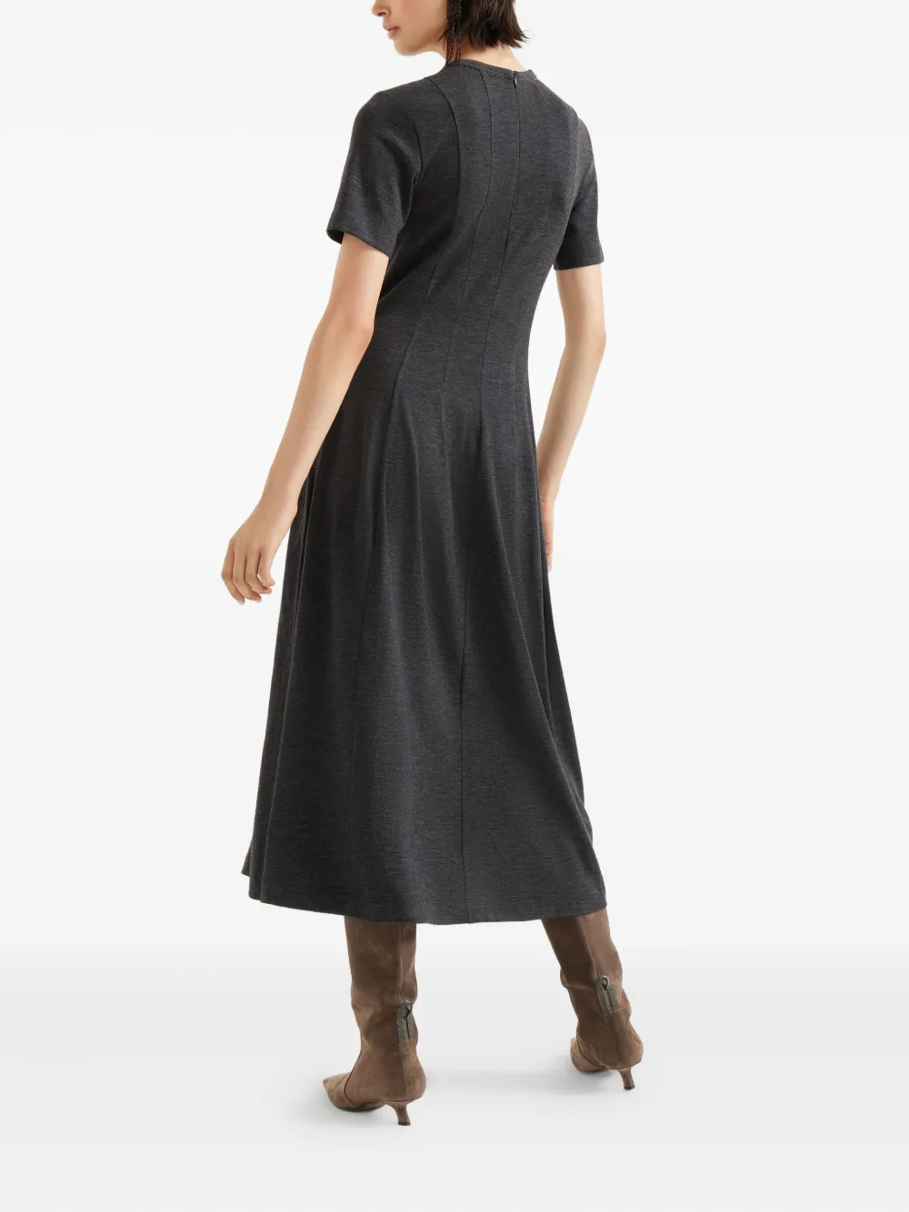 Brunello Cucinelli short-sleeve jersey midi dress Grijs