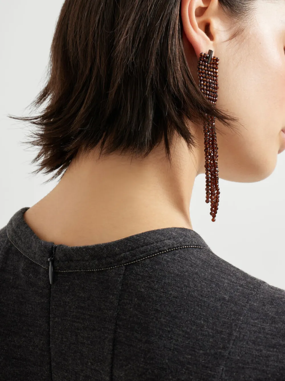 Brunello Cucinelli Midi-jurk met korte mouwen Grijs