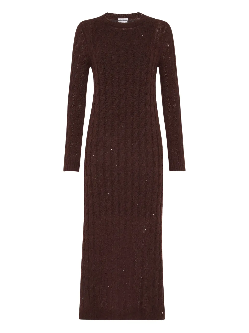 Brunello Cucinelli sequined cable-knit midi dress Bruin