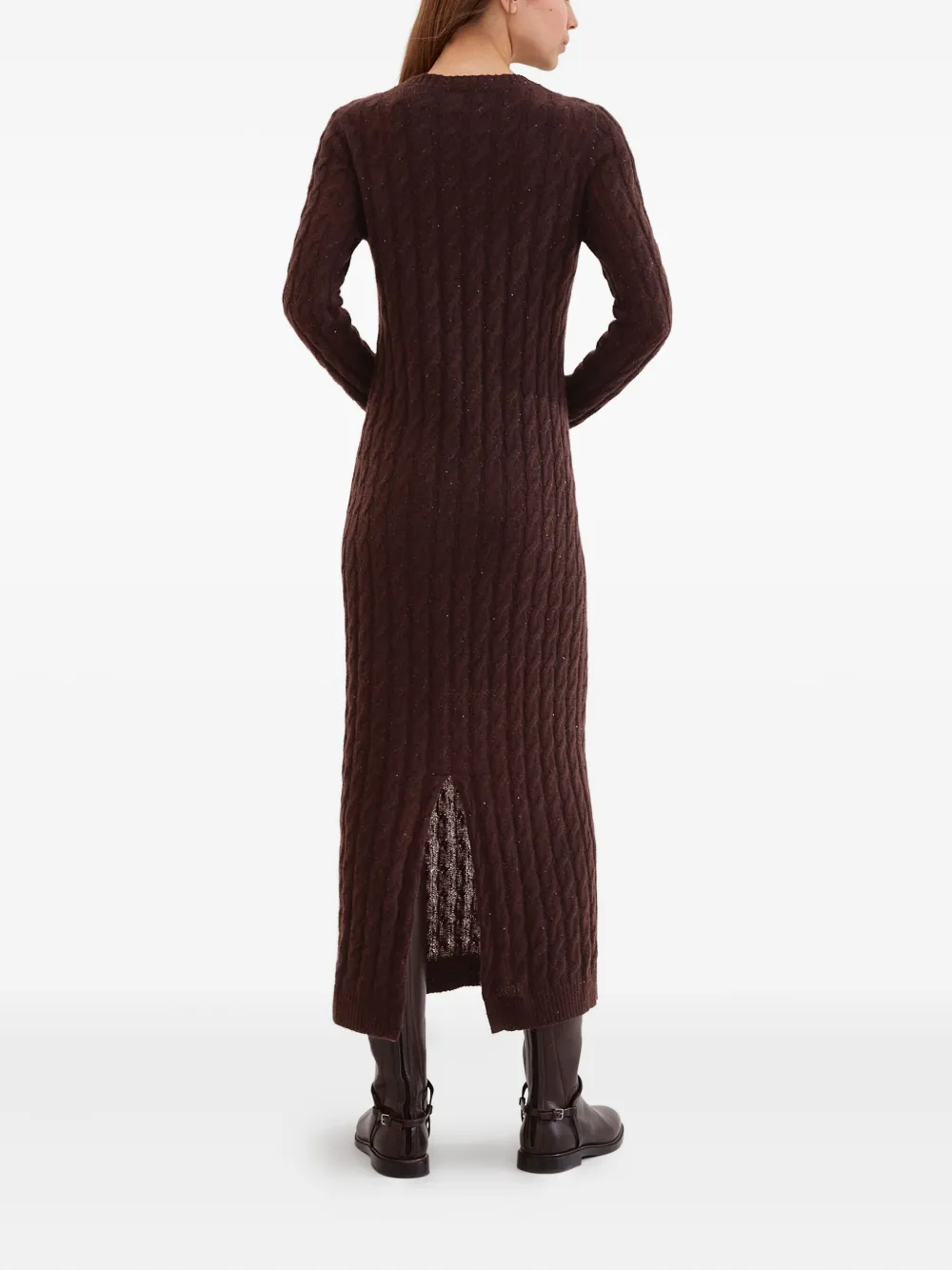 Brunello Cucinelli sequined cable-knit midi dress Bruin