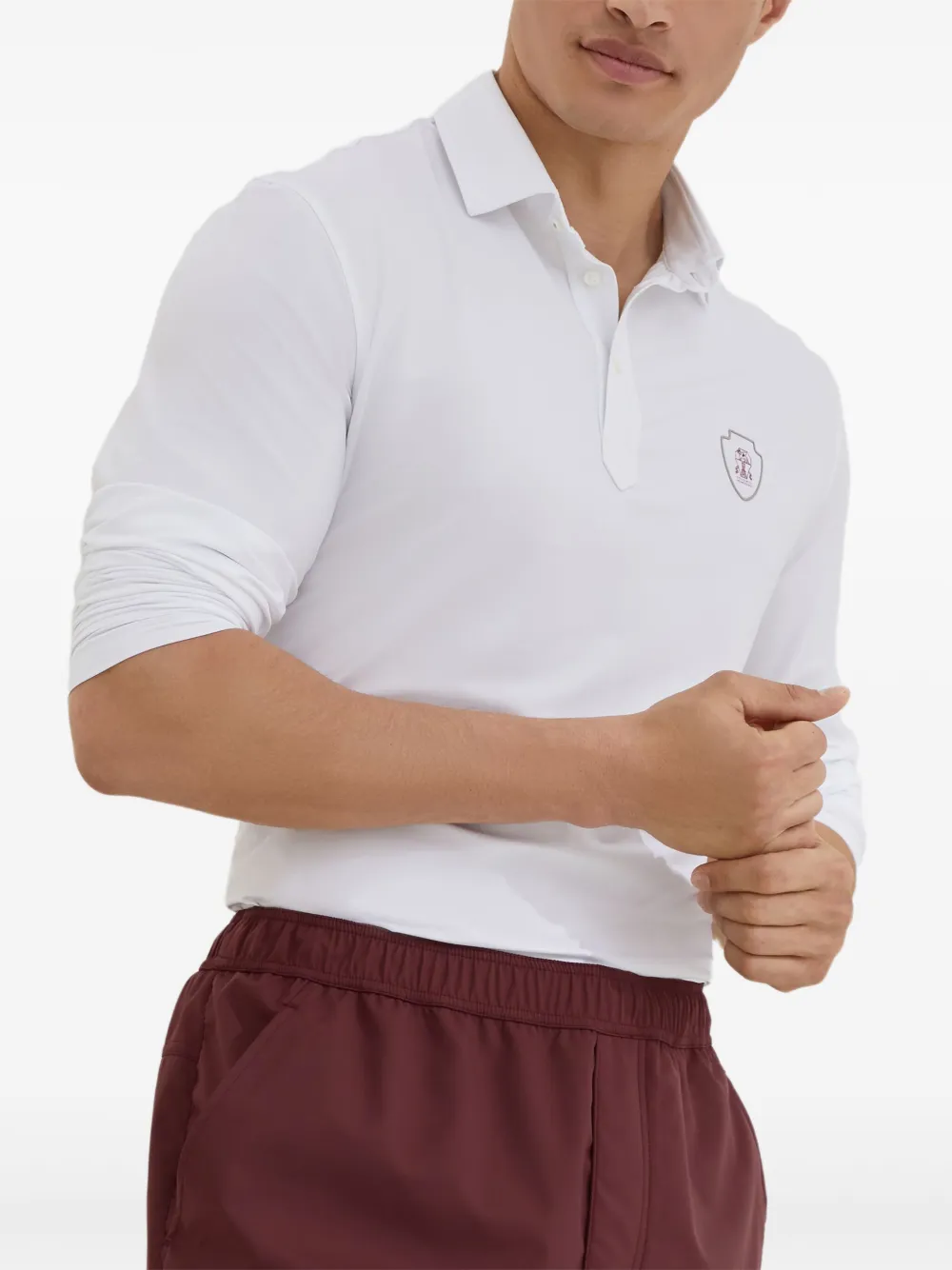 Brunello Cucinelli Poloshirt met lange mouwen Wit