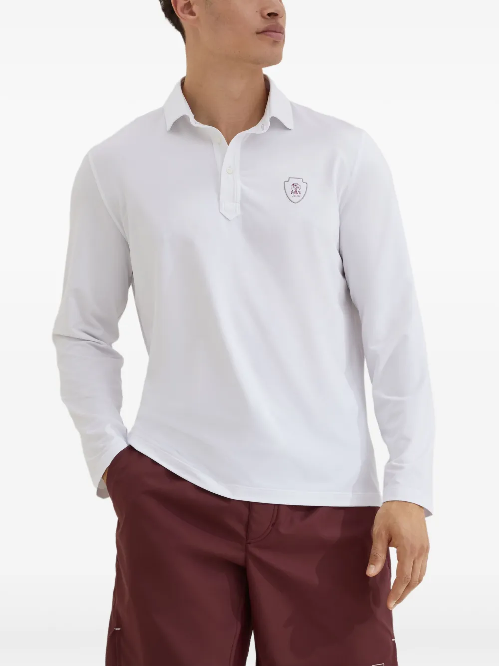 Brunello Cucinelli Poloshirt met lange mouwen Wit