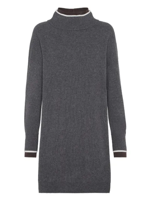 Brunello Cucinelli high-neck ribbed-knit mini dress