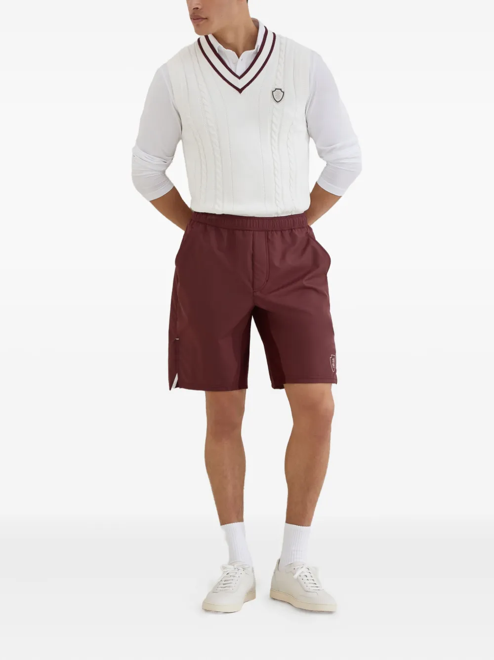Brunello Cucinelli Kabelgebreide spencer Wit