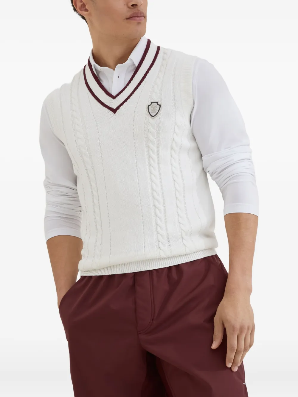 Brunello Cucinelli Kabelgebreide spencer Wit