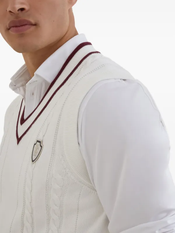 BRUNELLO CUCINELLI グレーとホワイトのニットベスト BRUNELLO CUCINELLI グレーとホワイトのニットベスト Brunello