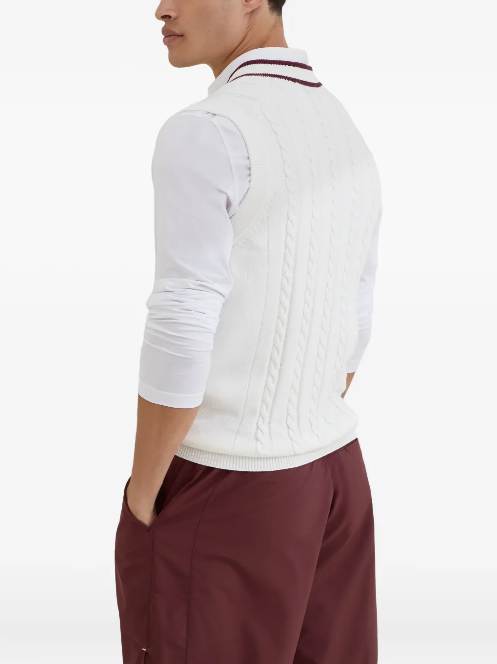 Brunello Cucinelli Kabelgebreide spencer Wit