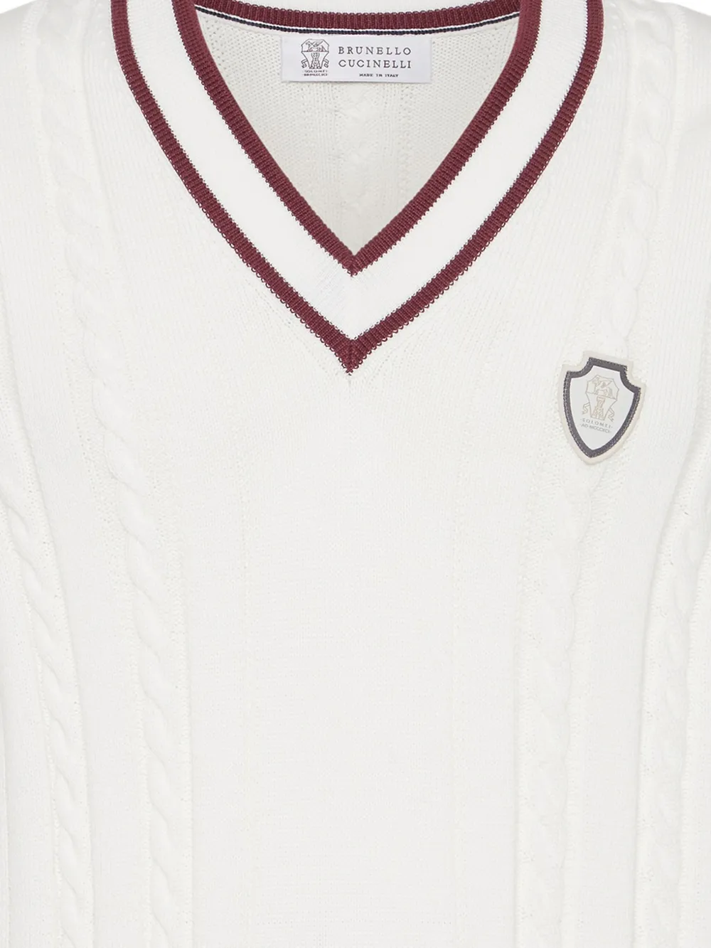 BRUNELLO CUCINELLI グレーとホワイトのニットベスト Brunello Cucinelli ケーブルニット ベスト | ホワイト | FARFETCH JP